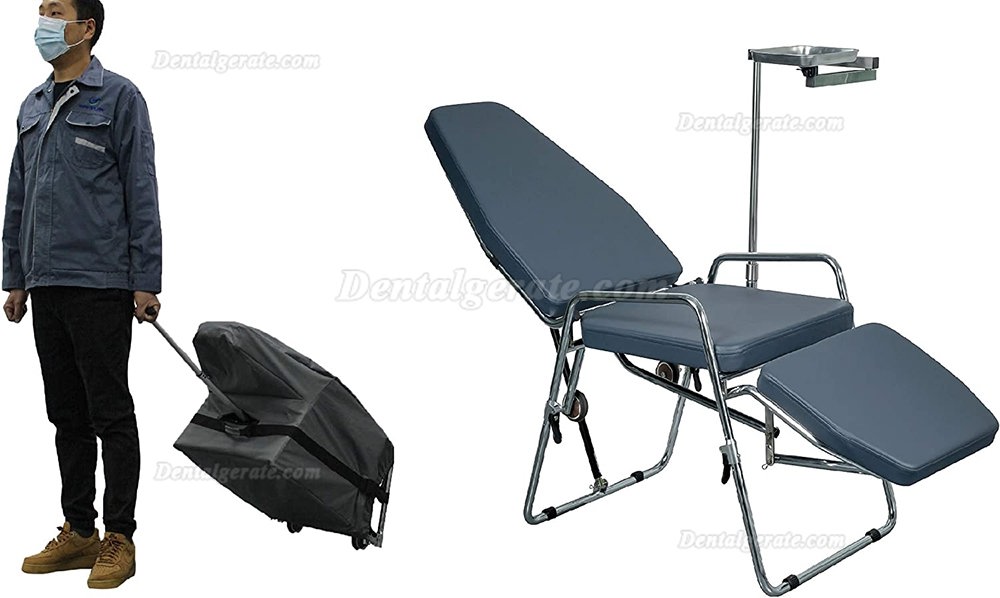 Greeloy GU-P101 Tragbare Zahnarztst&uuml;hle Edelstahlrahmen Instrumententablett mit schwarzem Rucksack